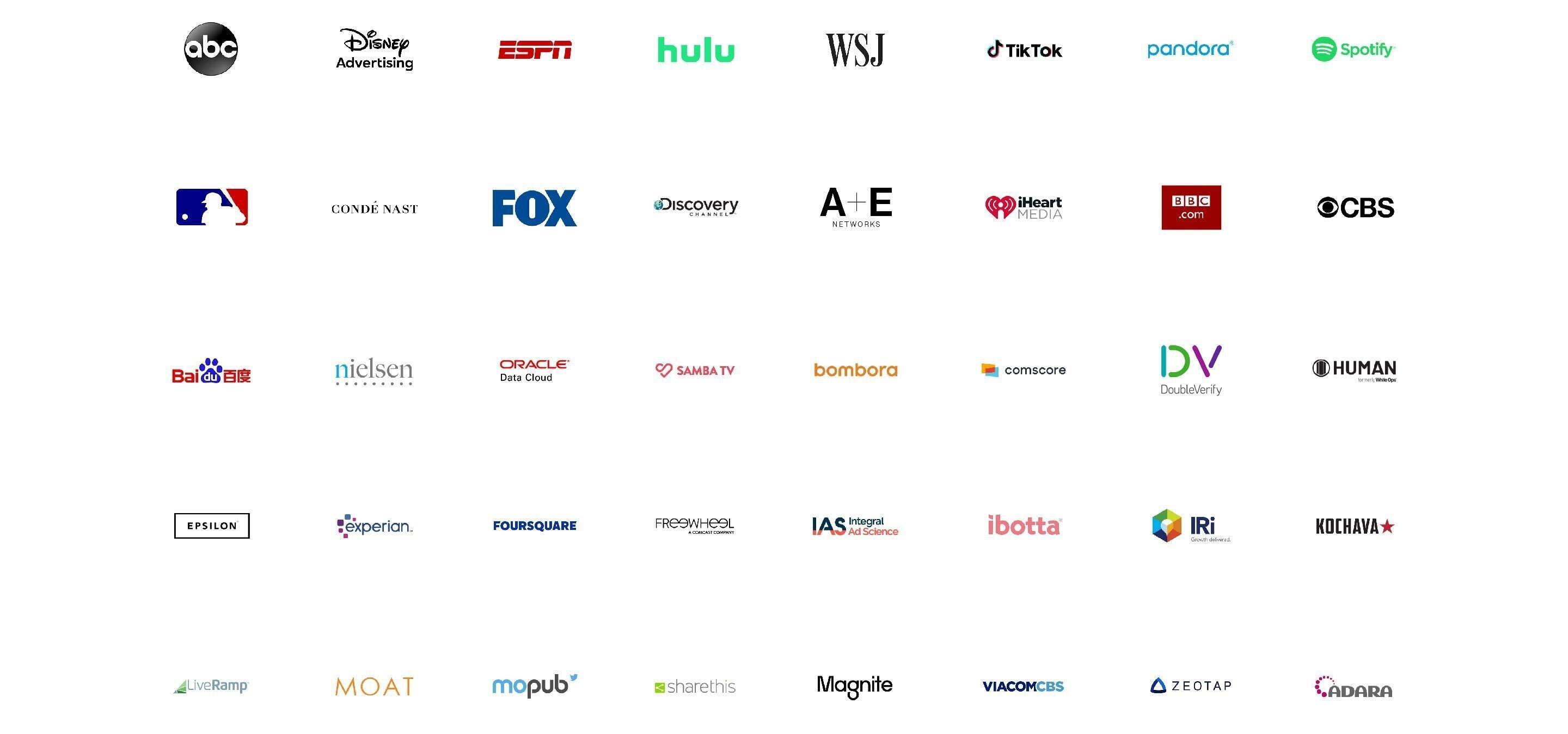 Grid of company logos who use The Trade Desk