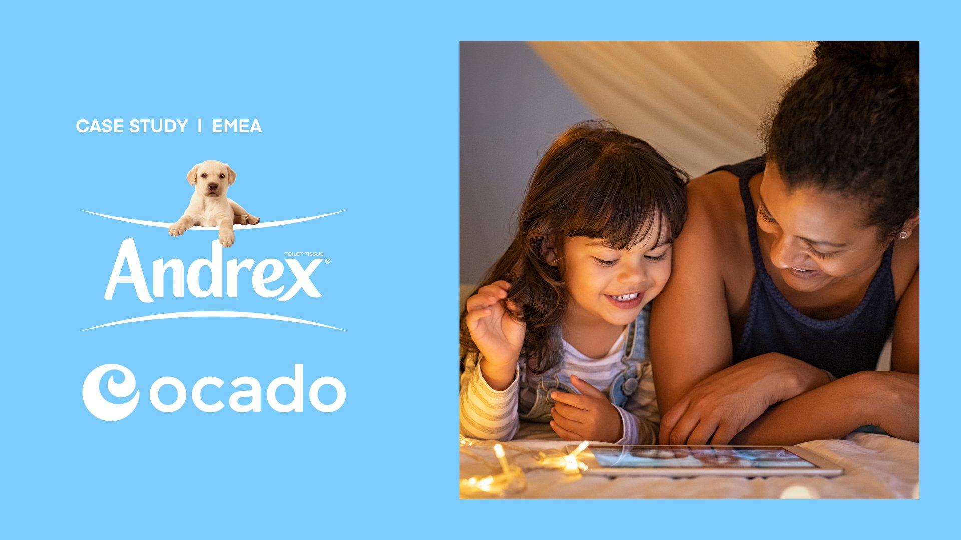 Andrex | Ocado | The Trade Desk - Case Study - Blue image with mother and daughter looking at a tablet
