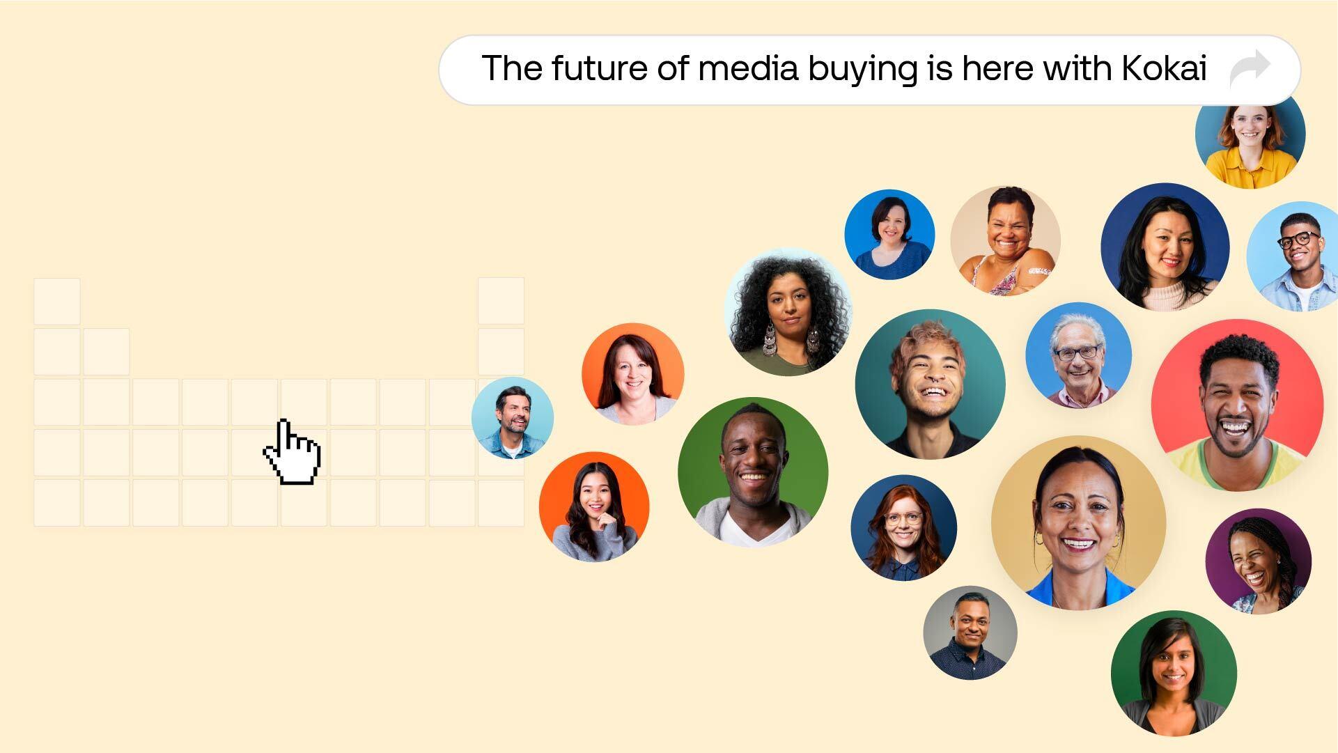 Yellow graphic "The future of media buying is here with Kokai"