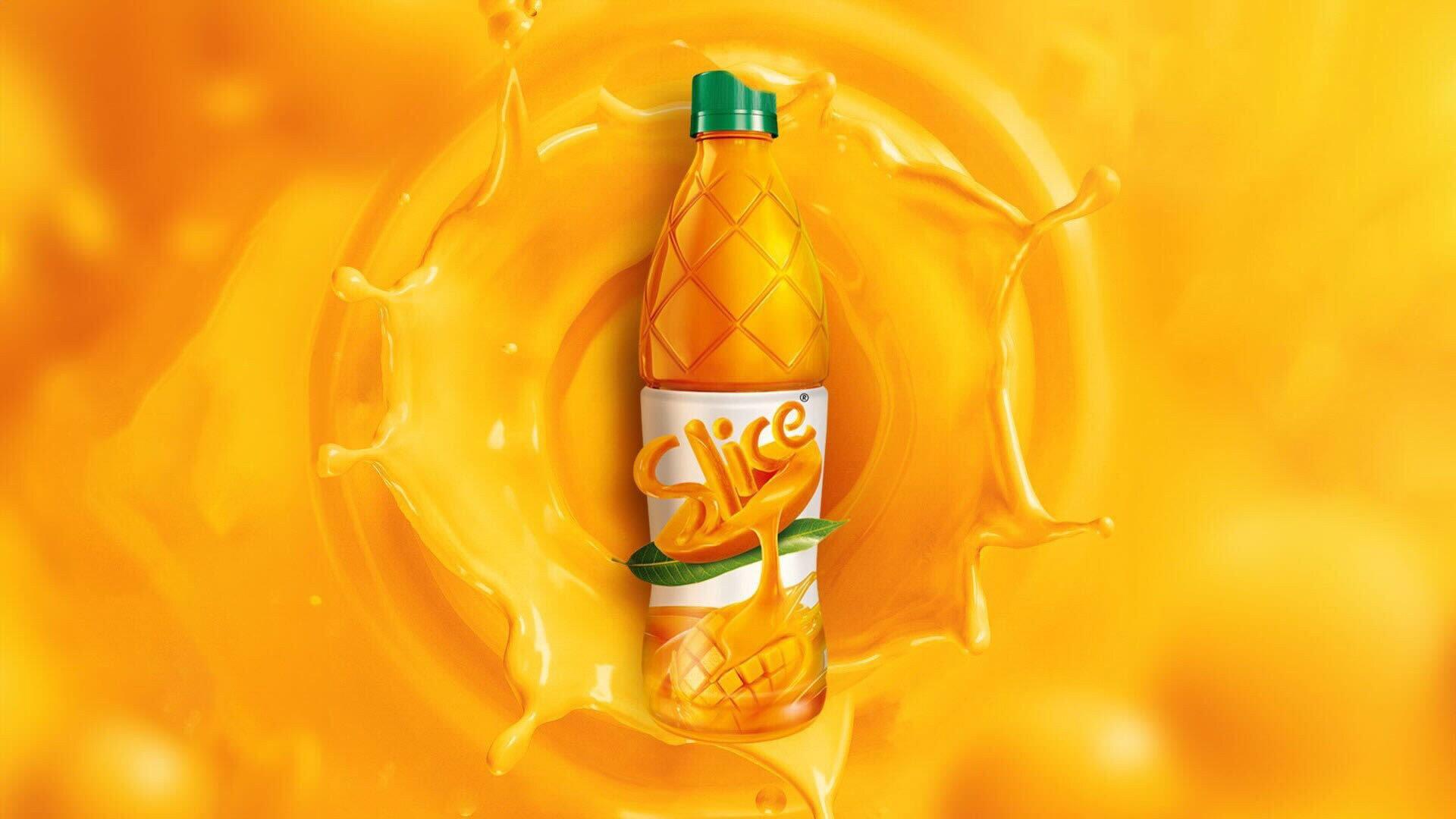 Pictured is a bottle of the Slice mango drink.